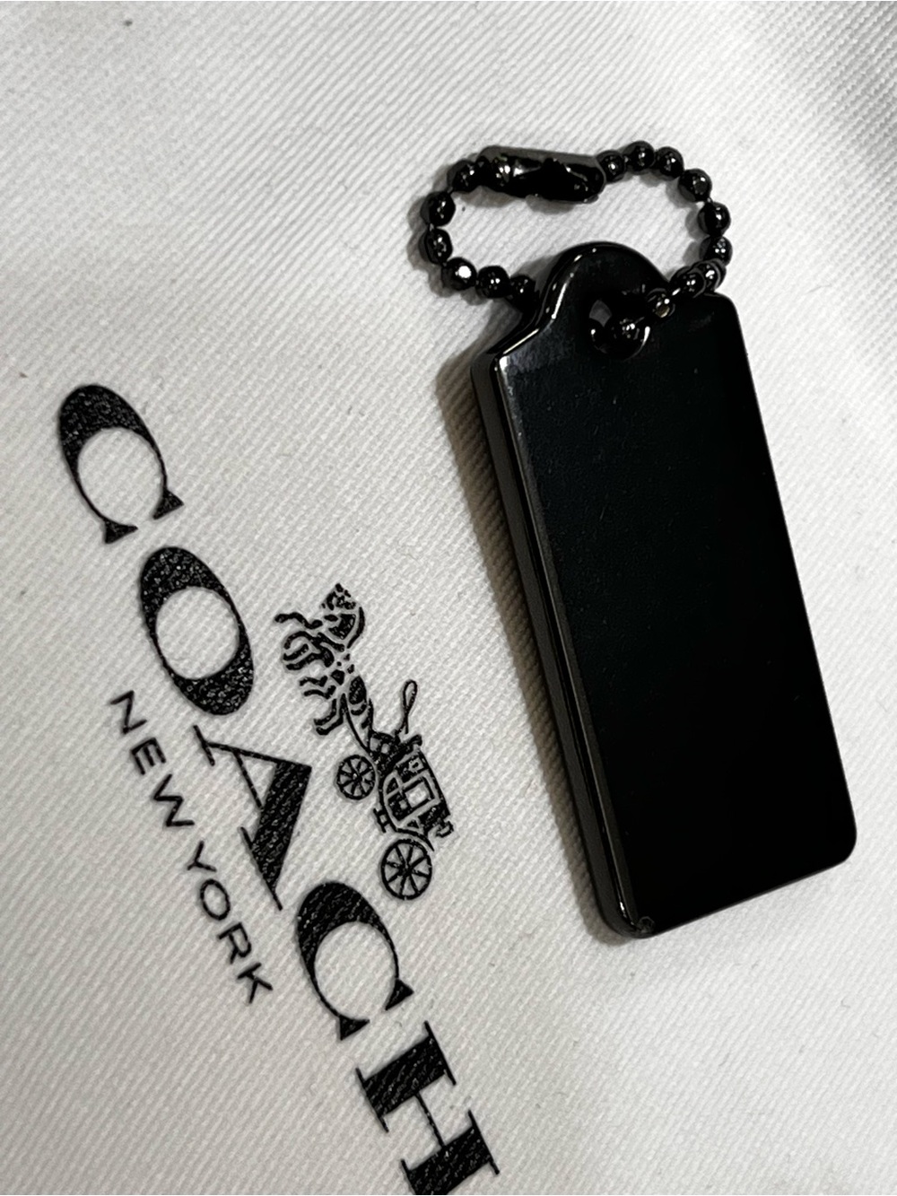 Coach black metallic  Black Logo Tag Pendant - Picture 6 of 8
